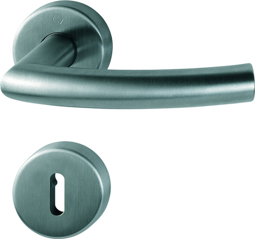 E1430/42H/42HKVS Garnitur/F69 Edelstahl matt/8 mm//Ovalbart/40-45 mm/HOPPE-Logo Produktbild BIGPIC L