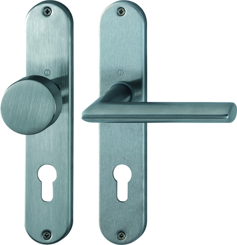 E58/302/1140Z Garnitur HOPPE-Schnellstift/F69 Edelstahl matt/8mm/Profilzylinder 72mm/Türdicke 35-45mm/ Produktbild BIGPIC L