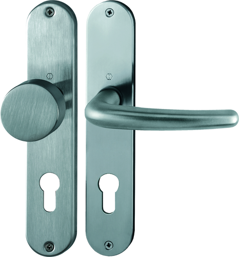 E58/302/1310Z Garnitur HOPPE-Schnellstift/F69 Edelstahl matt/8mm/Profilzylinder 72mm/Türdicke 35-45mm/ Produktbild BIGPIC L