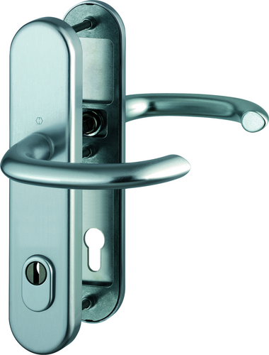 FS-1138F/3332ZA/3310 Garnitur/Antipanik-Vierkantstift/ES1/F1 Alu natur/9mm/Profilzylinder 92mm/67-72 mm/HOPPE-Logo Produktbild BIGPIC L