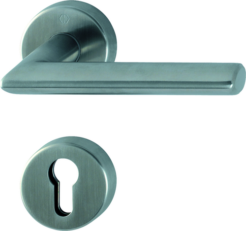 FS-E1140/42H/42HS Garnitur/Profilvollstift/F69 Edelstahl matt/9mm/Profilzylinder/40-65 mm/HOPPE-Logo Produktbild BIGPIC L