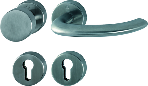 FS-E58/42H/42HS/1138 Garnitur/F69 Edelstahl matt/9mm/Profilzylinder/40-65 mm/HOPPE-Logo Produktbild BIGPIC L