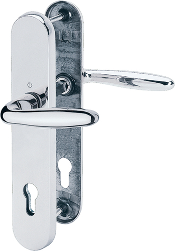 M151/361A/360 Garnitur HOPPE-Schnellstift///F49-R verchromt - Resista®/10mm/Profilzylinder 92mm/67-72 mm/HOPPE-Logo Produktbild BIGPIC L