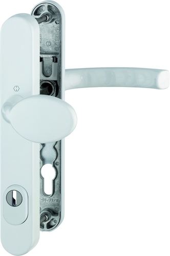 76G/3359ZA/3357N/1540 Garnitur / F9016 verkehrsweiß / ES1 / 8 mm / Profilzylinder 92 mm / 67-72 mm / HOPPE-Logo Produktbild BIGPIC L