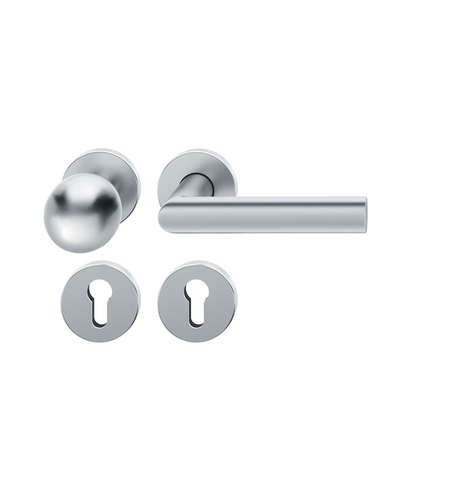 AGL3-Wechselgarnitur rechts 8mm PZ Rundrosette Knopf 0802 max. 35°. TS 39-48mm Edelstahl fein matt Produktbild BIGPIC L