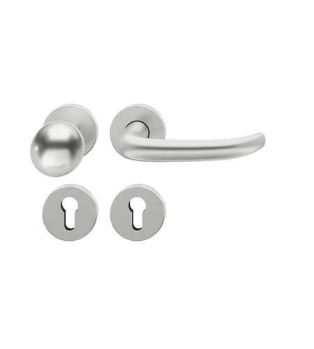 FS-AGL3-Wechselgarnitur 1053 rechts 9mm PZ Rundrosette Knopf 0802 Aluminium naturfarbig Produktbild BIGPIC L