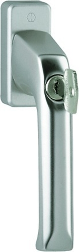 013S/U34 100NM F9 Alu Stahl/N10A, mit Arretierung, stahlgrau/7mm/32mm vorst./Druckzyl. H001/HOPPE-Logo/90°/ohne Schrauben Produktbild BIGPIC L