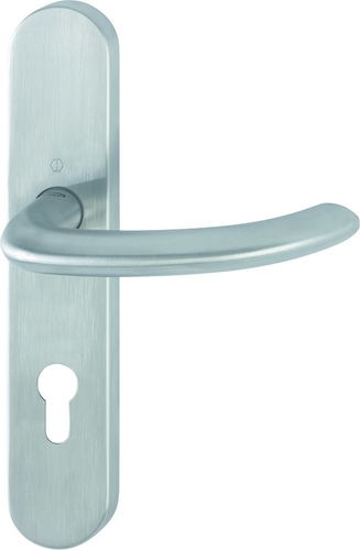 E1138/353H Garnitur / F69-S Edelstahl matt SecuSan® (nur für Innenbereich geeignet) / fest/drehbar Kugelarretierung mit Rückholfeder / 8 mm / Profilzy Produktbild BIGPIC L