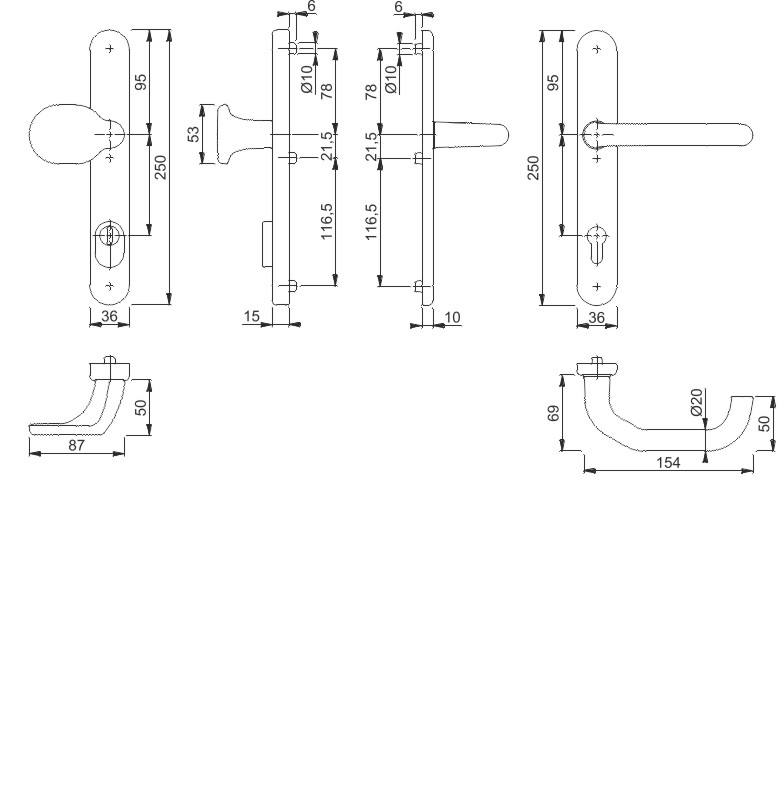 RD-86G/3359ZA/3357N/138GF Garnitur/ES1 (SK2)/F1 Alu natur/9mm/Profilzylinder 92mm/Türdicke 67-72mm/ Produktbild BIGSKZ L