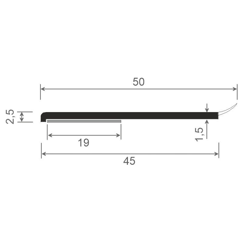Flachprofil 50x2,5/1,5mm WL SK Lg. 6,00m Weiß, VE: 60m Produktbild BIGSKZ L