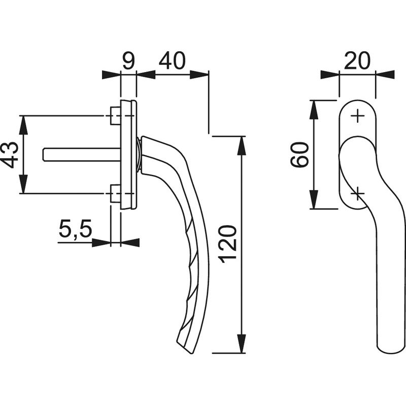 HOPPE Fenstergriff TOKYO 0710LVK/U71Z - ohne Schrauben Produktbild BIGSKZ L