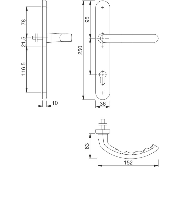 1500/3357SN Halbgarnitur, Innenseite/F9016 verkehrsweiß/8mm/40mm vorst./Profilzylinder 92mm// Produktbild BIGSKZ L