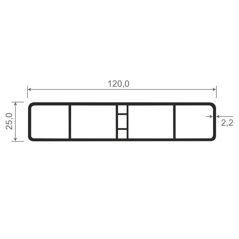 Hohlkammerprofil 120x25mm Lg. 6,00m Weiß, VE: 30m Produktbild BIGSKZ L