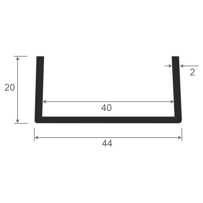 U-Profil 20x44mm Lg. 6,00m Weiß, VE: 60m Produktbild BIGSKZ L