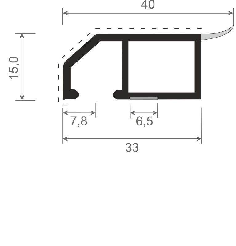 Anschluß-Profil 40mm WL SK Lg. 6,00m foliert, klipsbar, WL Schwarz70 1205-083 Basaltgrau Glatt Produktbild BIGSKZ L