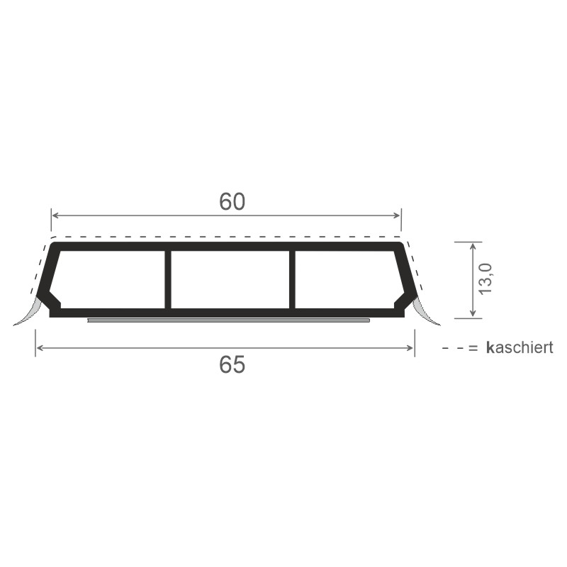 Trapez-Sprosse 65mm SK Lg. 6,00m foliert, mit zwei schwarzen Weichlippen 217 8007-167 Nussbaum Produktbild BIGSKZ L