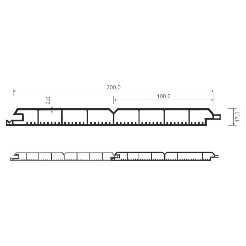 Nut- u. Federprofil 200x17mm Lg. 6,00m V-Fuge, Weiß, verstärkt, VE: 18 m Produktbild BIGSKZ L
