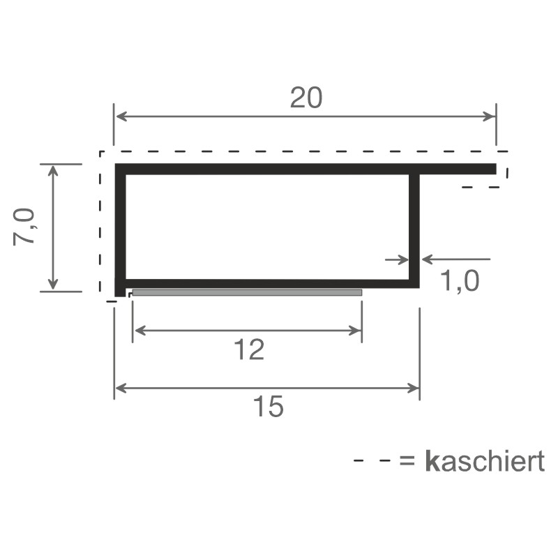 Kammerprofil 20x7mm SK Lg. 6,00m foliert mit Nase 70 3805-083 Achatgrau Glatt Produktbild BIGSKZ L