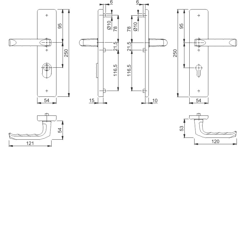 113/2222ZA/2210 Garnitur (beids. Lochteile)/ES1/F1 Alu natur/Profilzylinder 92mm/10mm/Profilstift/Türdicke 67-72mm/ Produktbild BIGSKZ L