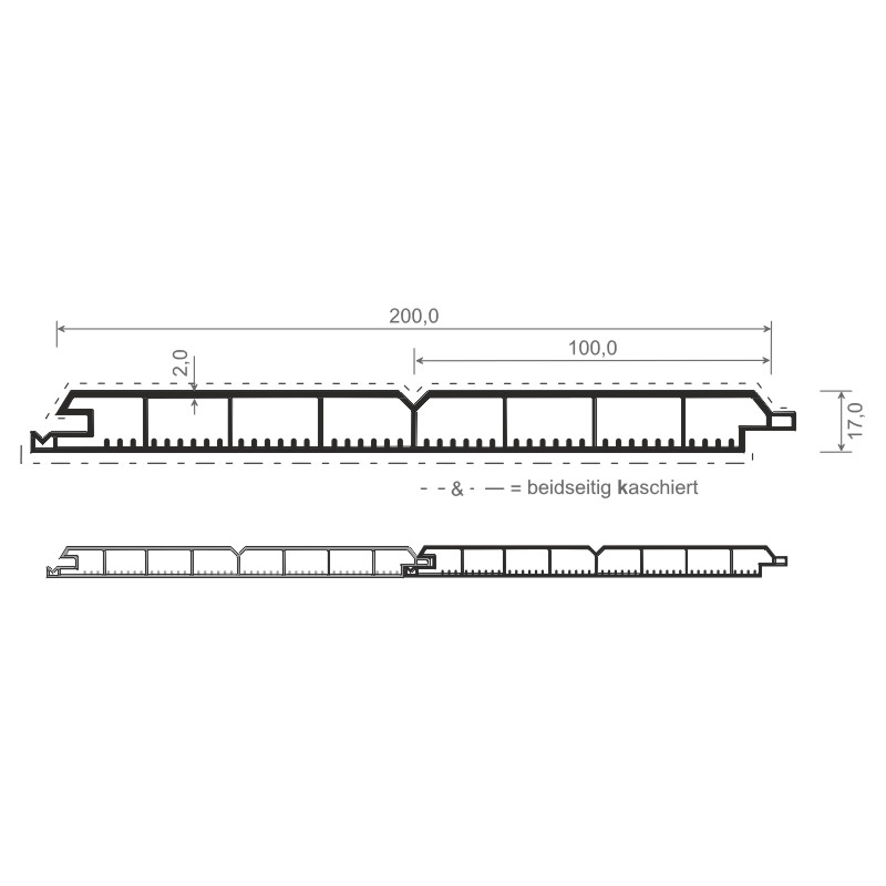 Nut- u. Federprofil 200x17mm Lg. 6,00m V-Fuge, zweiseitig foliert, verstärkt 315 2009-167 Streifen-Douglasie Produktbild BIGSKZ L