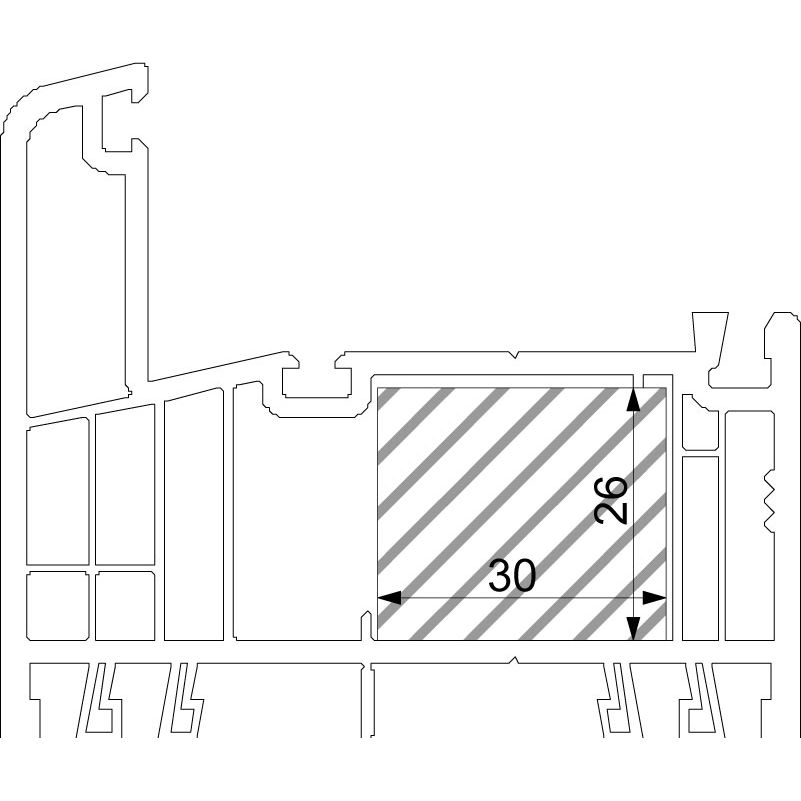 greenteQ Füllstück 26x30x1000 mm Brügmann Schüco Produktbild BIGSKZ L