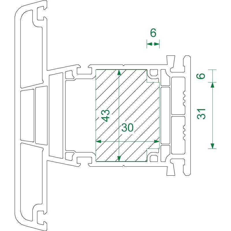 greenteQ Füllstück 30x43x1000 mm befräst Produktbild BIGSKZ L