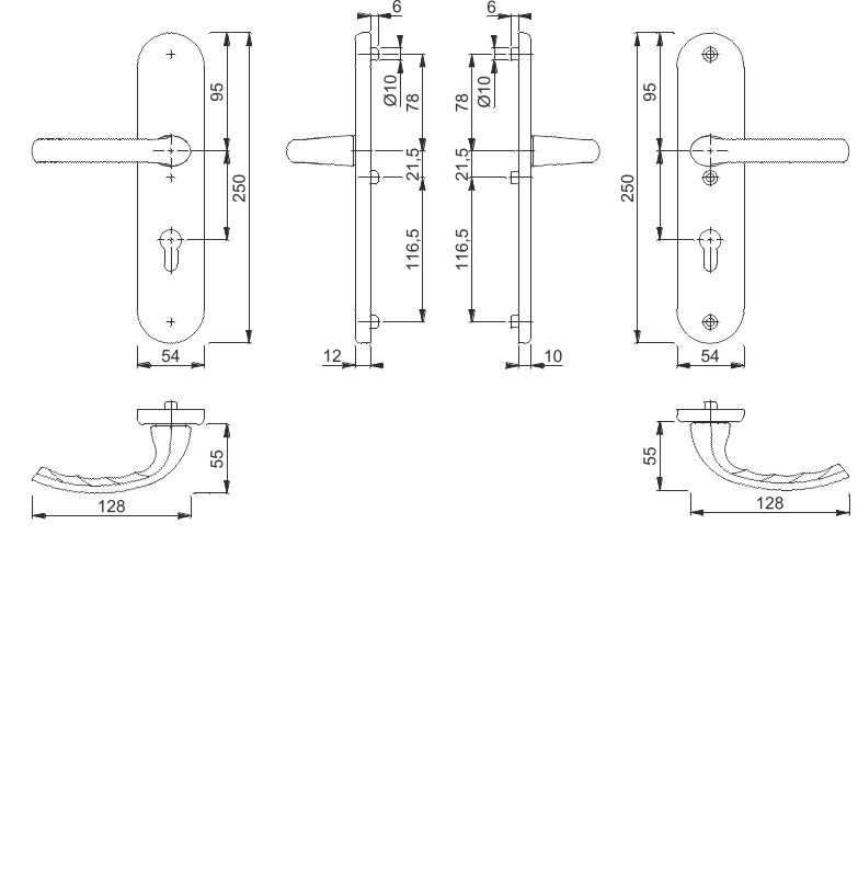 1710/3331/3410 Garnitur (beids. Lochteile für HOPPE-Schnellstift)/ES1/F1 Alu natur/Profilzylinder 72mm/8mm/Vierkantstift für Türstärke 41-46mm Produktbild BIGSKZ L