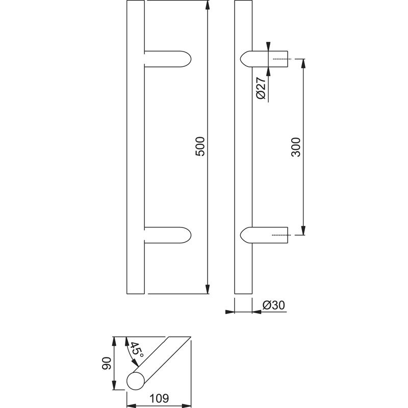 HOPPE Türgriff E5012 mit schrägen Stützen Produktbild BIGSKZ L
