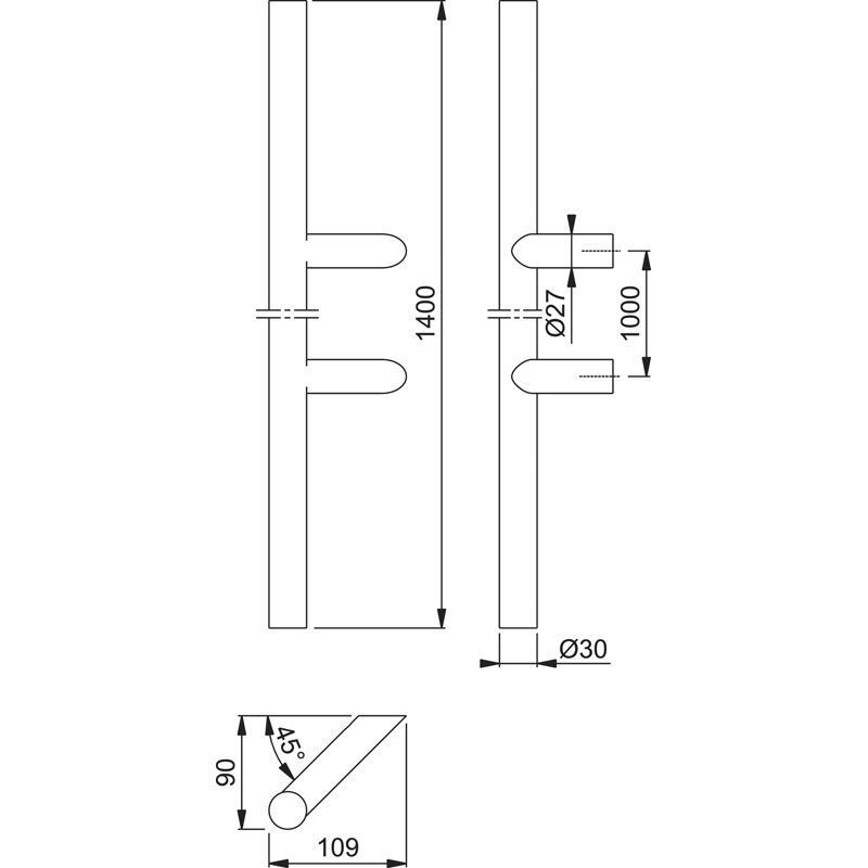 HOPPE Türgriff E5012 mit schrägen Stützen Produktbild BIGSKZ L