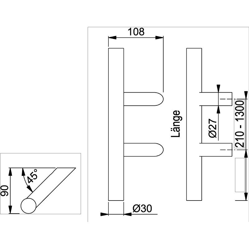 HOPPE Türgriff E5012 mit schrägen Stützen Produktbild BIGSKZ L