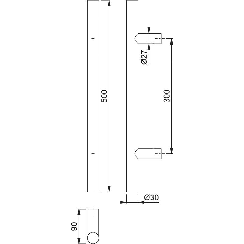 HOPPE Türgriff E5011 mit geraden Stützen Produktbild BIGSKZ L