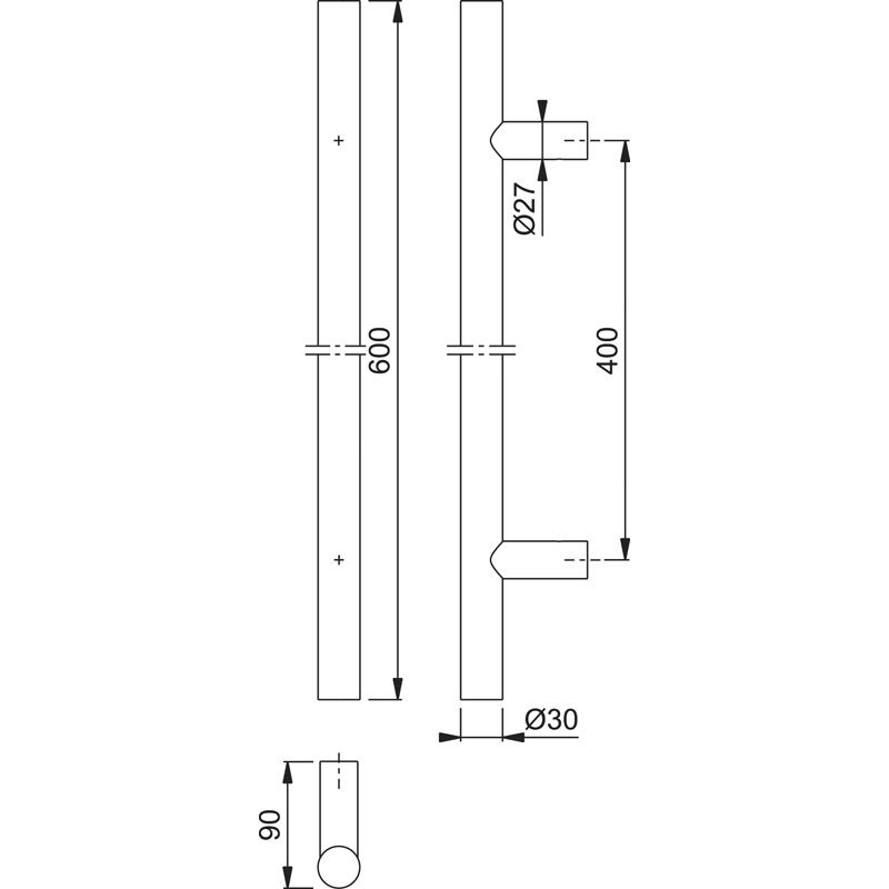 HOPPE Türgriff E5011 mit geraden Stützen Produktbild BIGSKZ L