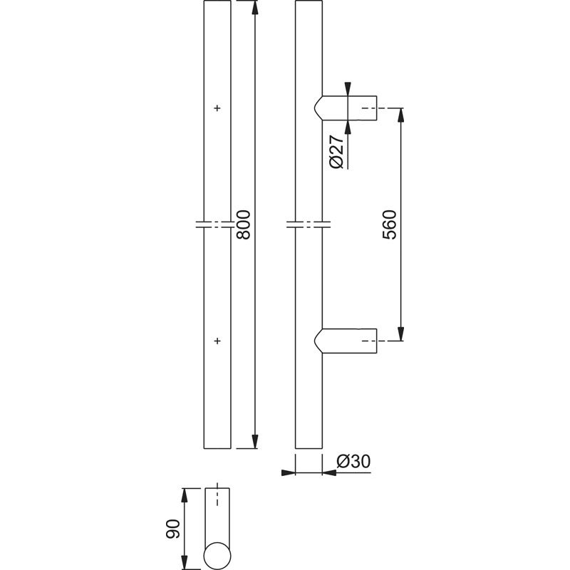 HOPPE Türgriff E5011 mit geraden Stützen Produktbild BIGSKZ L