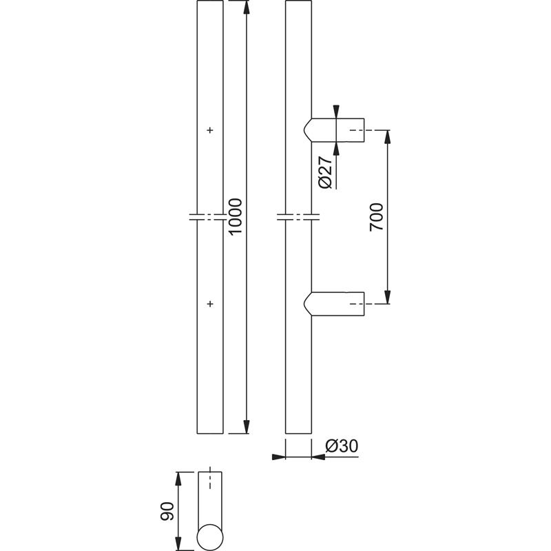HOPPE Türgriff E5011 mit geraden Stützen Produktbild BIGSKZ L