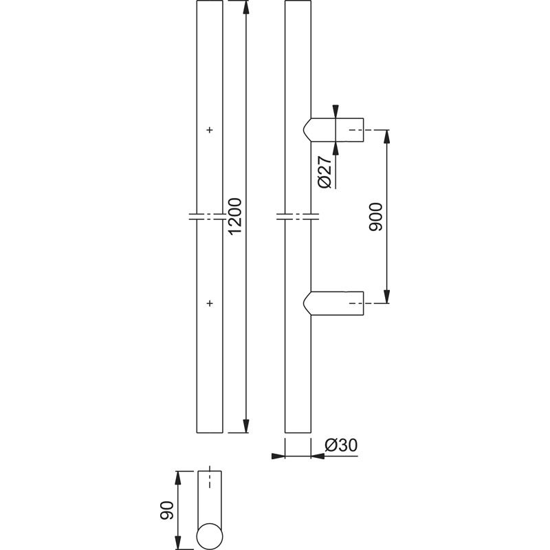 HOPPE Türgriff E5011 mit geraden Stützen Produktbild BIGSKZ L