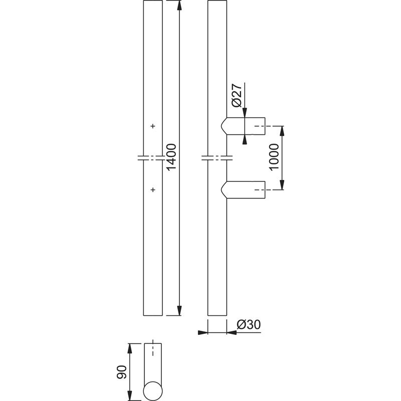 HOPPE Türgriff E5011 mit geraden Stützen Produktbild BIGSKZ L