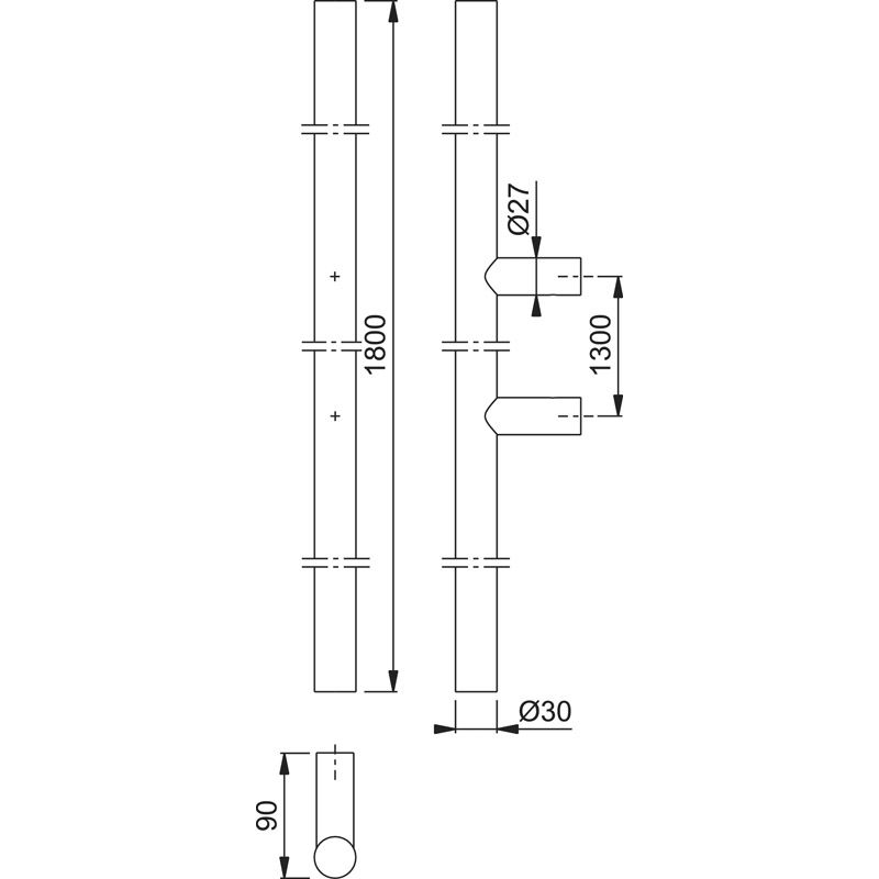 HOPPE Türgriff E5011 mit geraden Stützen Produktbild BIGSKZ L