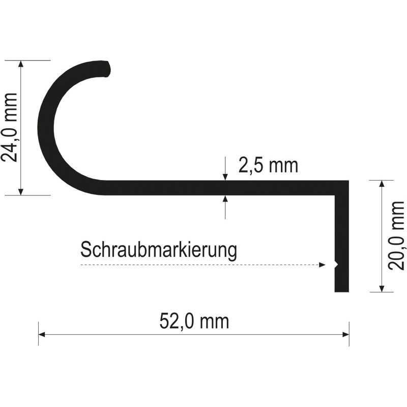 Abrollprofil schraubbar Lg. 6,00m foliert 70 1605-167 Anthrazitgrau Produktbild BIGSKZ L