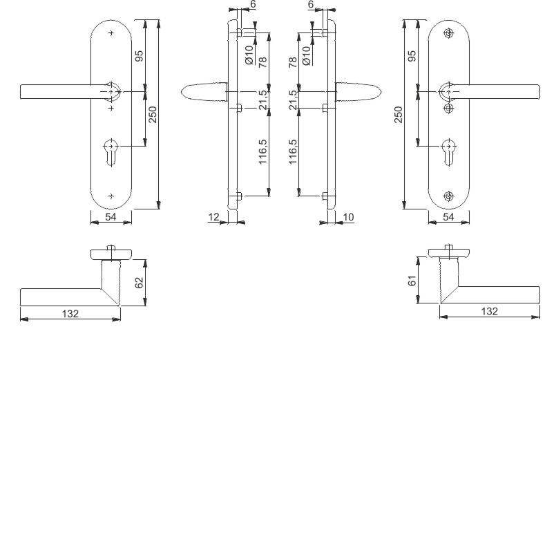 1140/3331/3410 Garnitur (beids. Lochteile für HOPPE-Schnellstift)/ES1/F1 Alu natur/Profilzylinder 92mm/10mm/Vierkantstif Produktbild BIGSKZ L