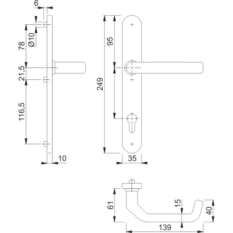 HOPPE Rauchdicht-Schmalrahmen-Halbgarnitur innen LIVERPOOL *RD-E1313G/3357SN* Produktbild BIGSKZ L