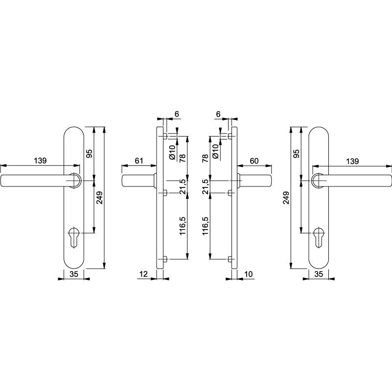 HOPPE Rauchdicht-Antipanik-Schmalrahmen-Schutzgarnitur LIVERPOOL *RD-E1313G/3358/3357N* ES1 (SK2) Produktbild BIGSKZ L