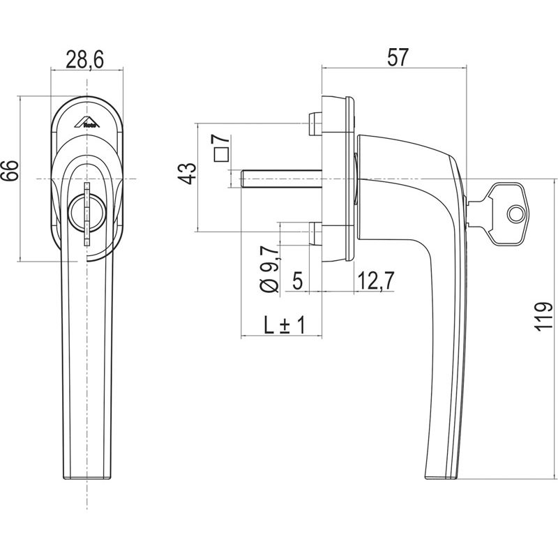 ROTO Fenstergriff SAMBA abschließbar Alu mit Logo - 40 Nm inkl. Schrauben Produktbild BIGSKZ L