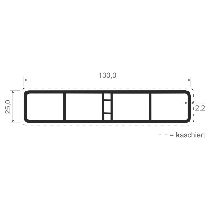 Hohlkammerprofil 130x25mm Lg. 6,00m foliert 70 1605-167 Anthrazitgrau Produktbild BIGSKZ L