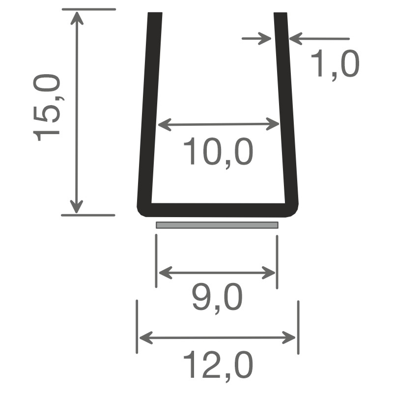 U-Profil 15x12mm Lg. 6,00m Weiß, VE: 60m Produktbild BIGSKZ L