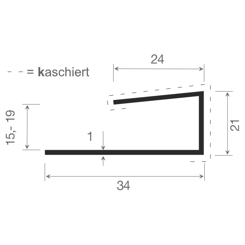 U-Profil 34x21x24mm Lg. 6,00m foliert 70 1605-083 Anthrazitgrau Glatt Produktbild BIGSKZ L