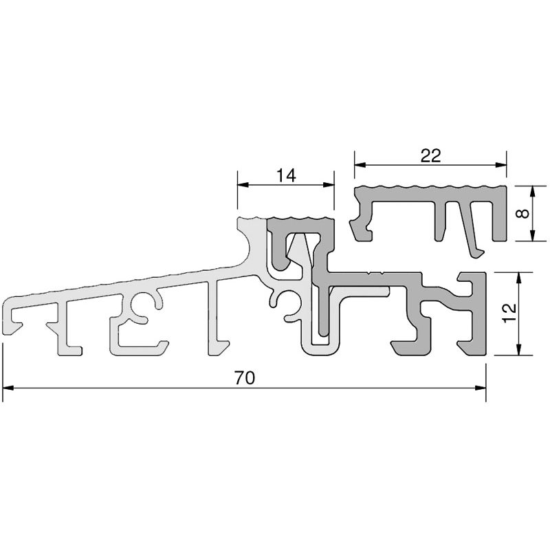GKG Türschwelle 70 mm TS57012-FL mit loser Schließblechleiste 22 mm Produktbild BIGSKZ L