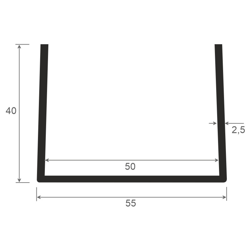 U-Profil 40x55mm Lg. 6,00m Weiß, VE: 60m Produktbild BIGSKZ L
