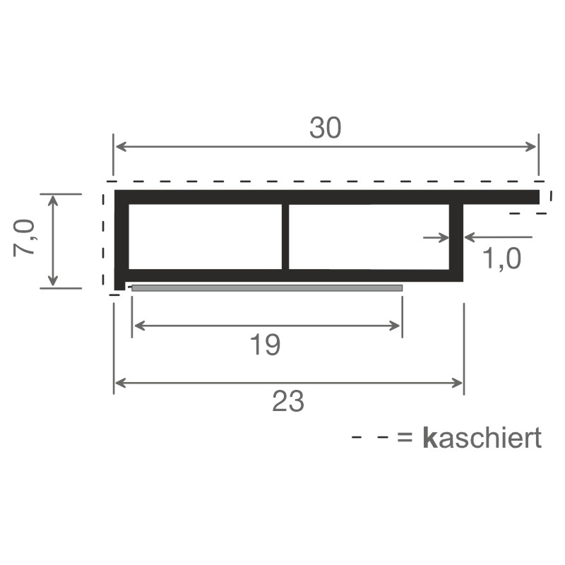 Kammerprofil 30x7mm SK Lg. 6,00m foliert mit Nase 72 5105-083 Lichtgrau Glatt Produktbild BIGSKZ L
