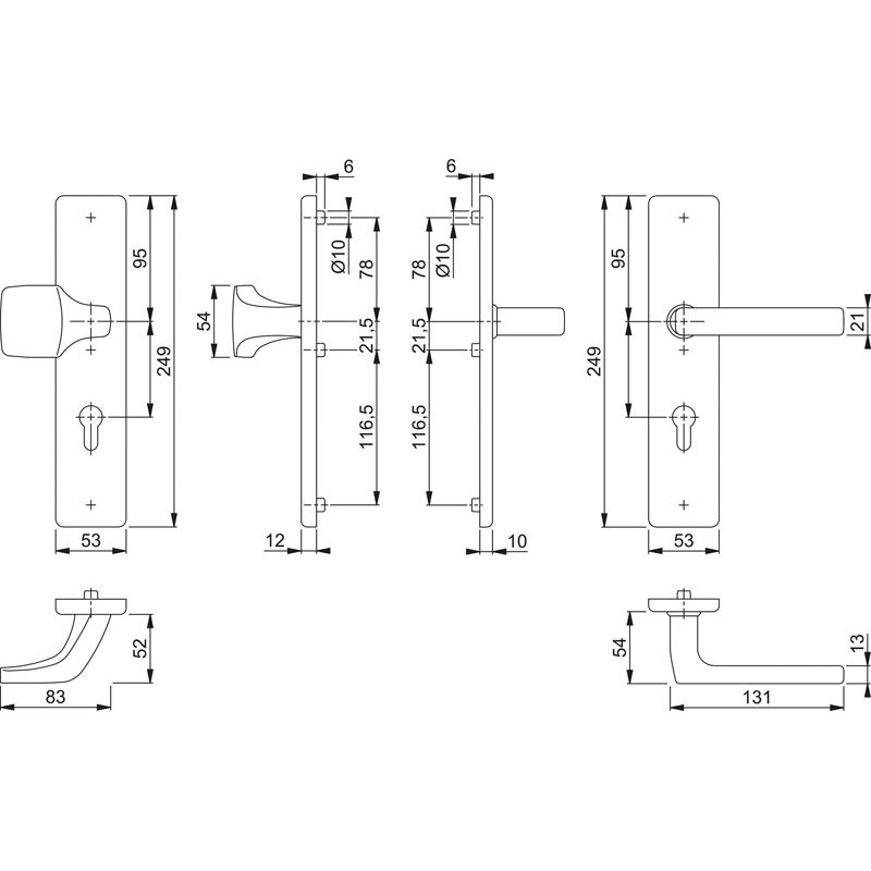 E61G/2221/2210/1643Z Garnitur HOPPE-Schnellstift/ES1/F69 Edelstahl matt/Profilzylinder 92mm/10mm/FDW-Vierkantstift/67-72 Produktbild BIGSKZ L