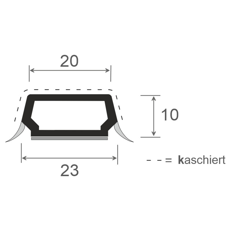 Trapez-Sprosse 23mm SK Lg. 6,00m foliert, mit zwei schwarzen Weichlippen 70 1605-083 Anthrazitgrau Glatt Produktbild BIGSKZ L